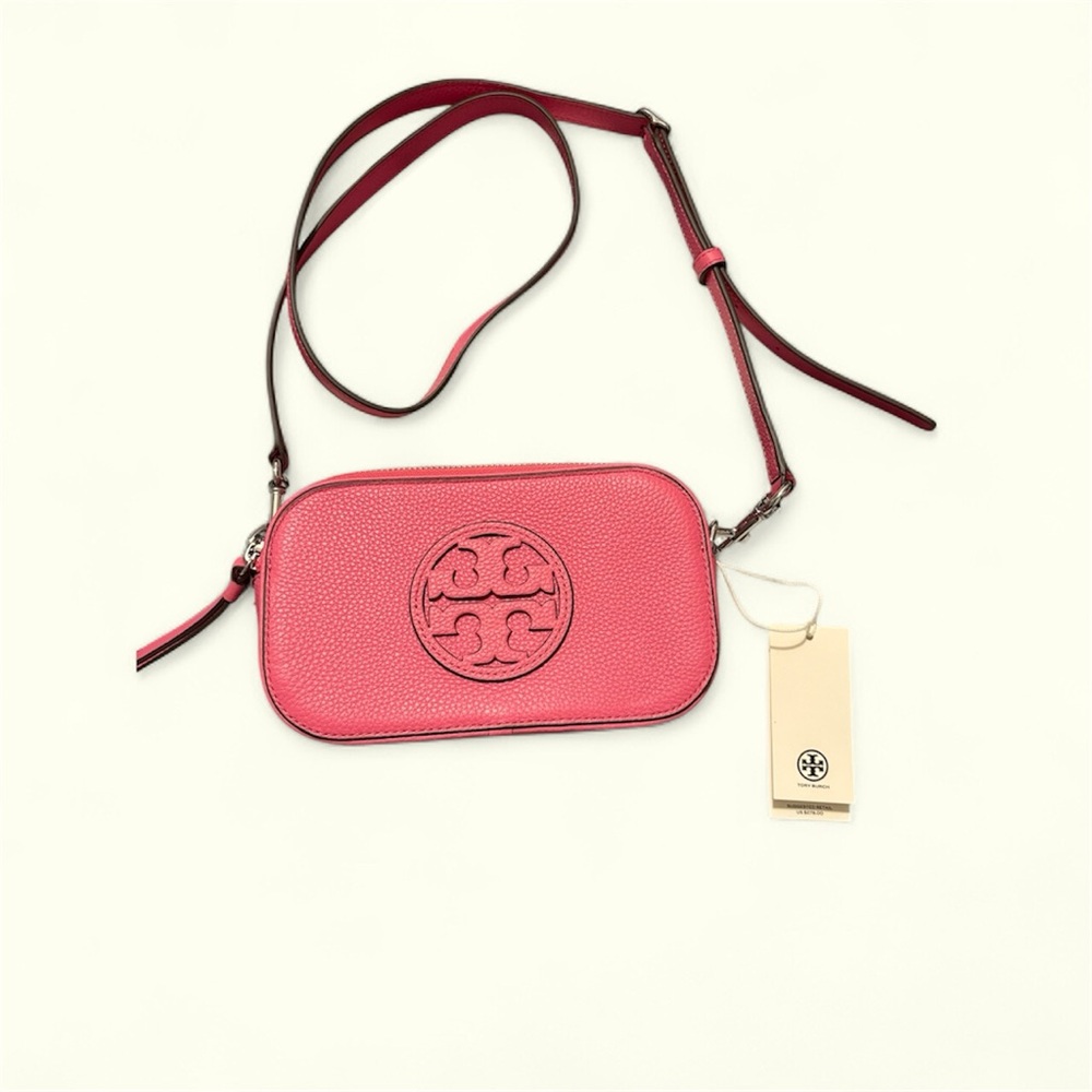 Tory Burch Pink Crossbody Camera Bag with Logo